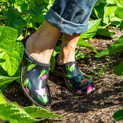 Sloggers - Women's Garden Shoe, Tulip Black Print