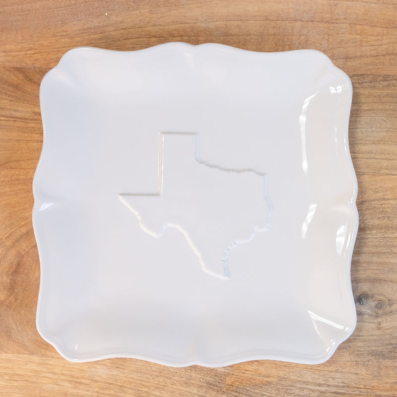 White Texas Embossed Square Platter