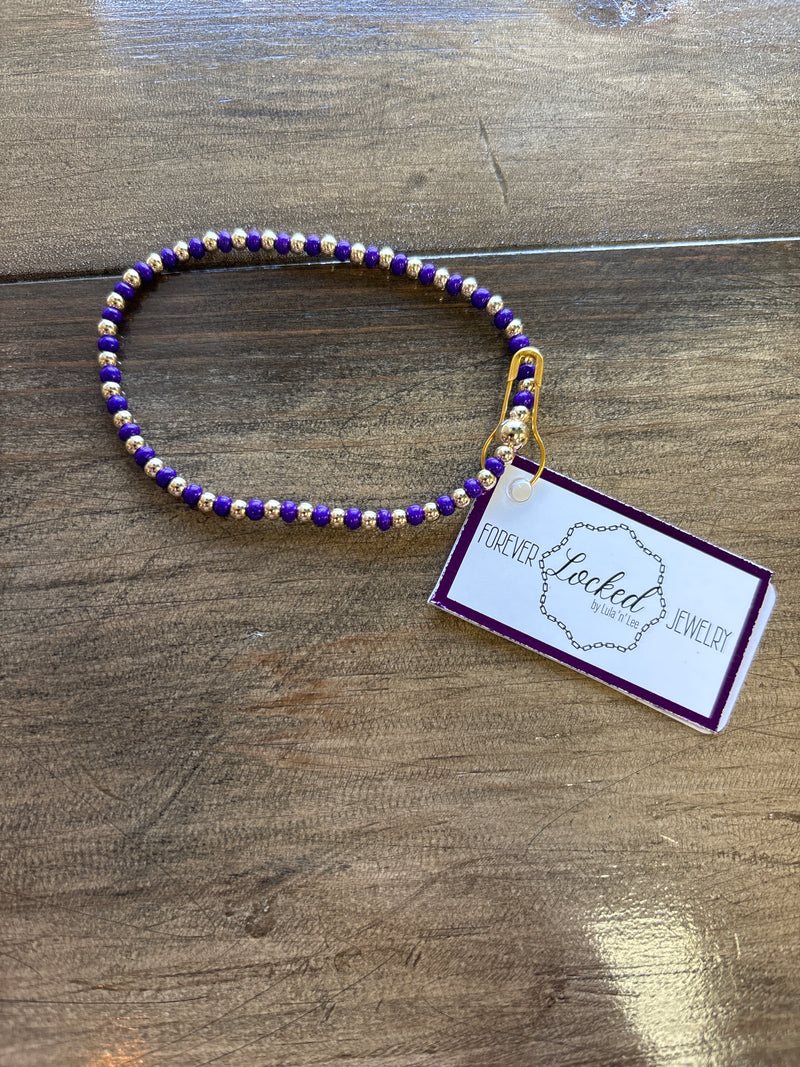 Classic Gold Filled Queenie with Purple Czech Glass Bracelet