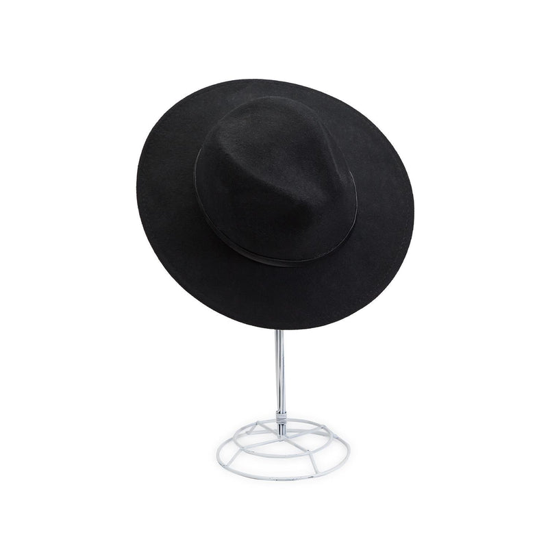 Wool Hat with Narrow Vegan Leather Trim