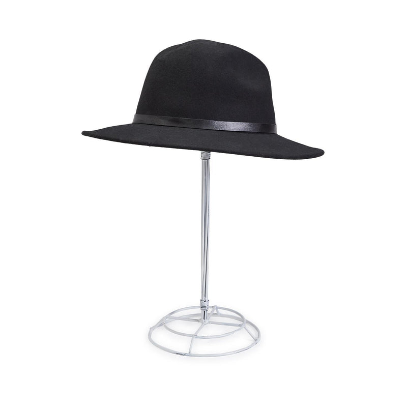 Wool Hat with Narrow Vegan Leather Trim