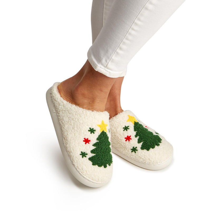 Tree Icon Plush Slippers