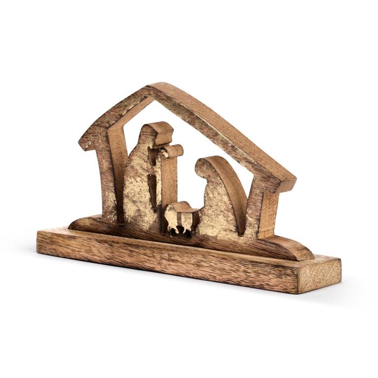 Wood Holy Family Figure - 9x5in