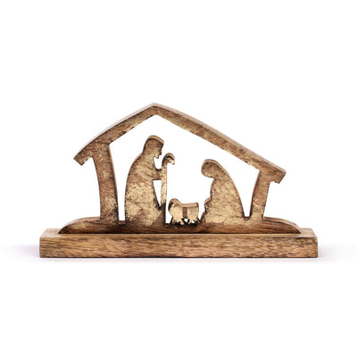 Wood Holy Family Figure - 9x5in