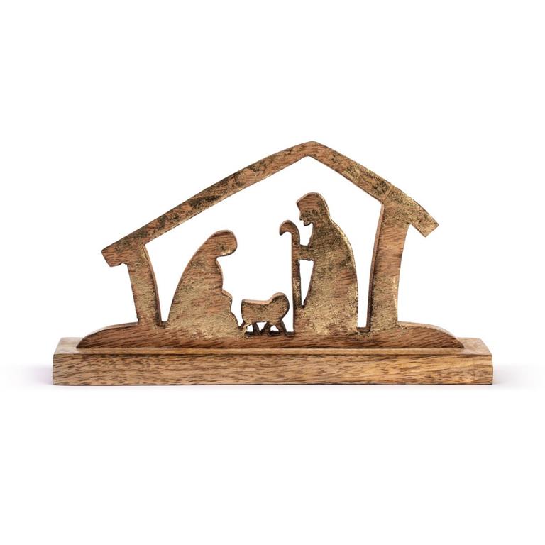 Wood Holy Family Figure - 9x5in