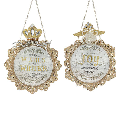 Sparkle and Joy Ornate Disc Ornaments 2 Assorted - 5x6in