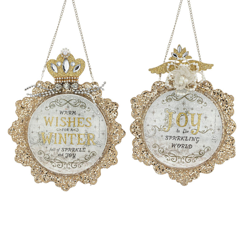 Sparkle and Joy Ornate Disc Ornaments 2 Assorted - 5x6in