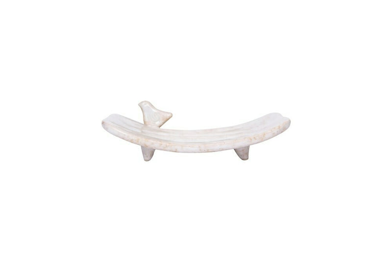 Curved With Bird Antiqued Ivory