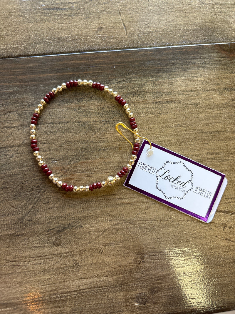 Classic Gold Filled Daisy with Maroon Czech Glass Bracelet