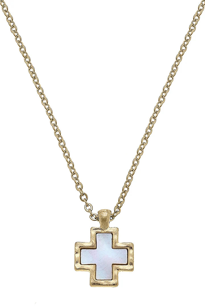 Bethany Cross Mother of Pearl Necklace