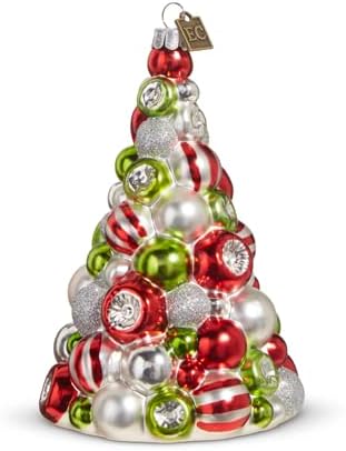 5.5" RED, GREEN AND WHITE REFLECTOR TREE ORNAMENT