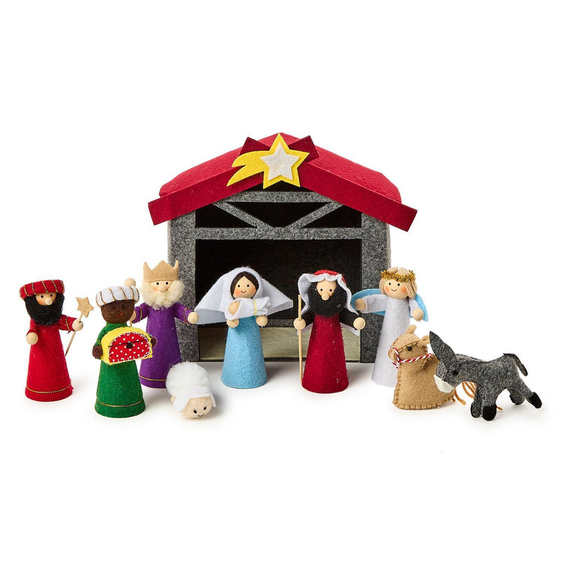 Handcrafted Felt Nativity 10 Pc Set