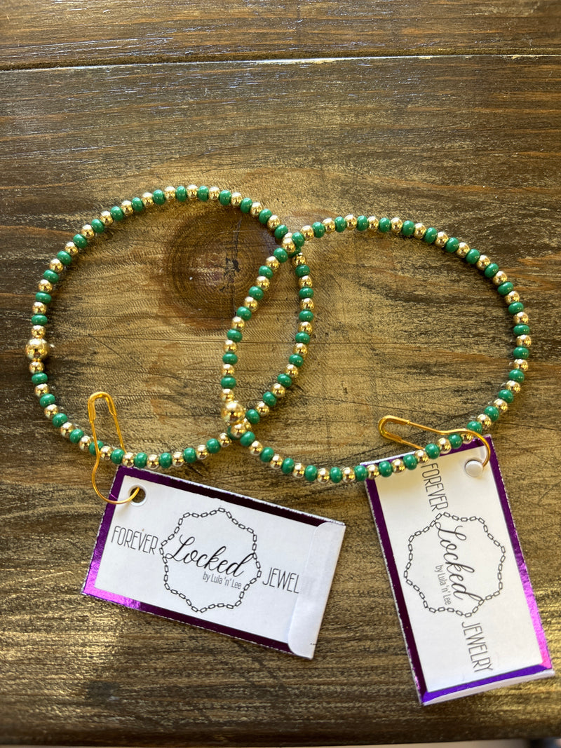 Classic Gold Filled Queenie with Green Czech Glass Bracelet