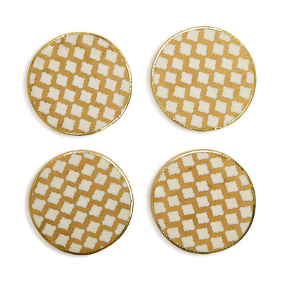 Hampton Set of 4 Geometric Coasters with Gold Trim