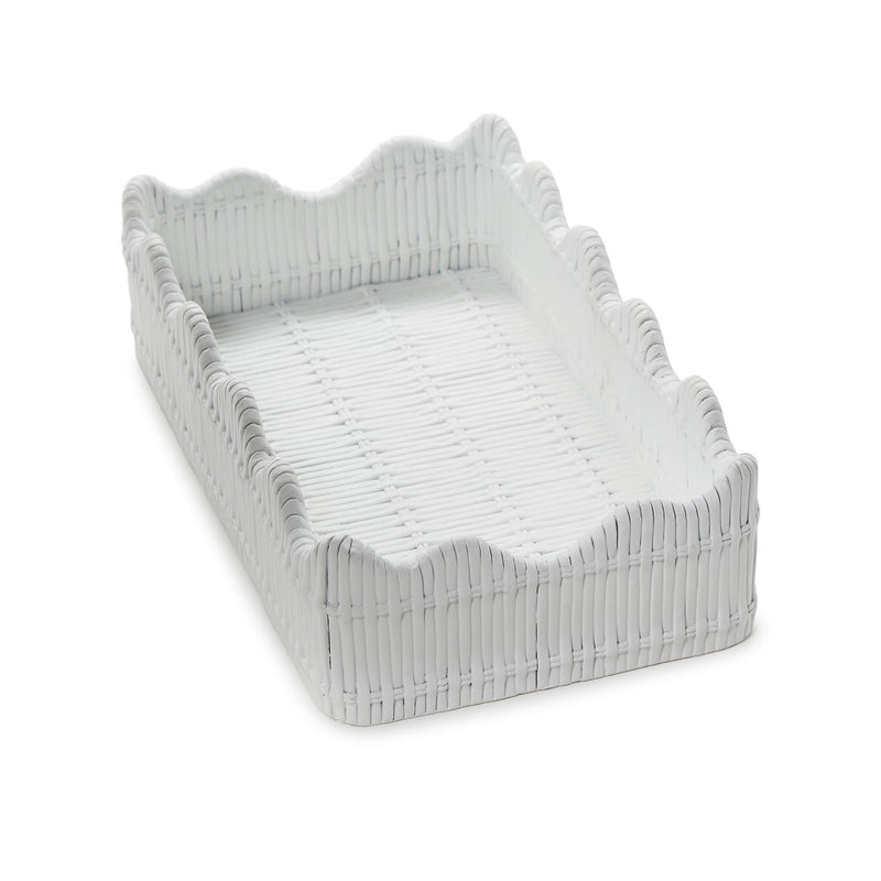 White Scalloped Edge Guest Napkin Holder