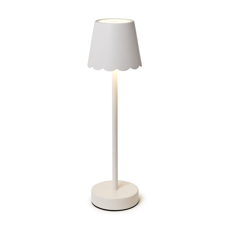 White LED Table Lamp with Scalloped Edge Shade