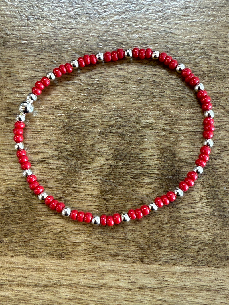 Classic Gold Filled Gypsy with Red Czech Glass Bracelet