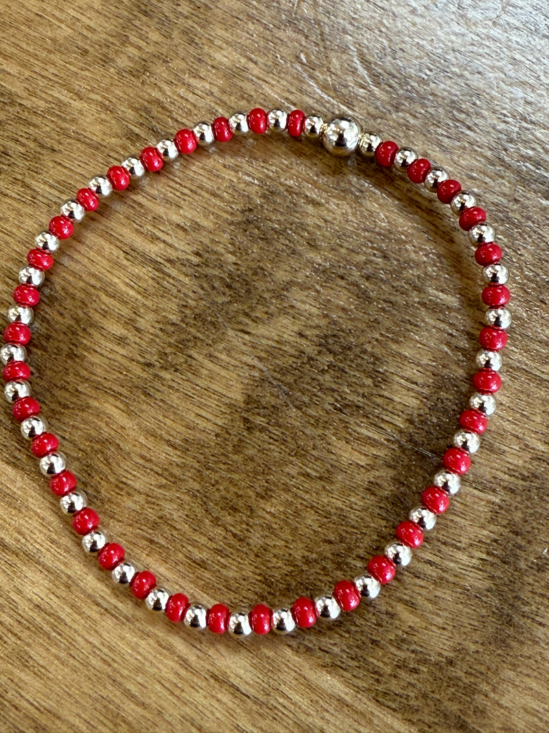 Classic Gold Filled Queenie with Red Czech Glass Bracelet