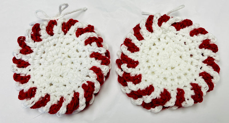 Crochet Peppermint Coasters - Round