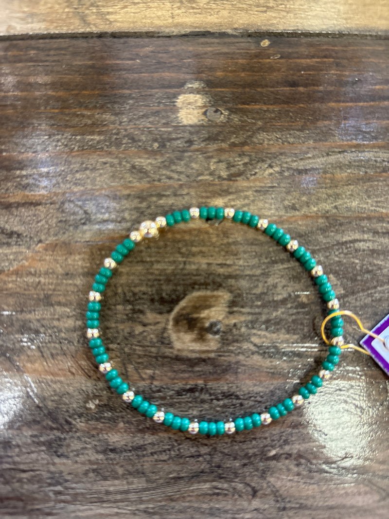 Classic Gold Filled Gypsy with Green Czech Glass Bracelet