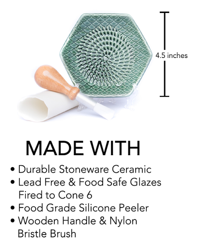 Grate Plate - 3 Piece Set: Ceramic Grater, Peeler, Brush