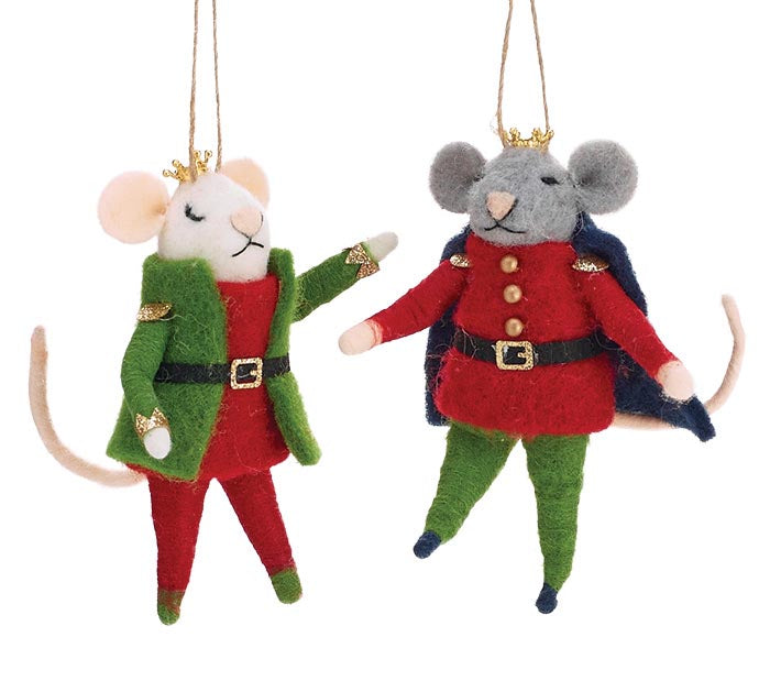 Wool Mice Nutcrackers Ornament