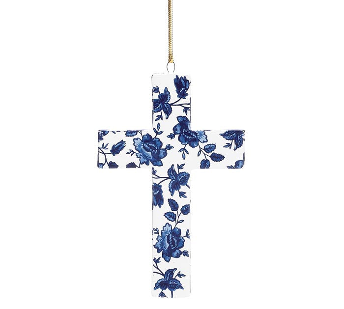 Blue Chinoiserie Cross Ornament