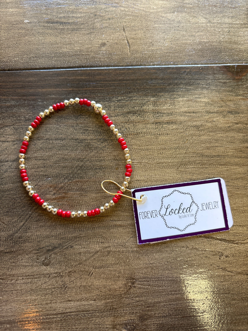 Classic Gold Filled Daisy with Red Czech Glass Bracelet