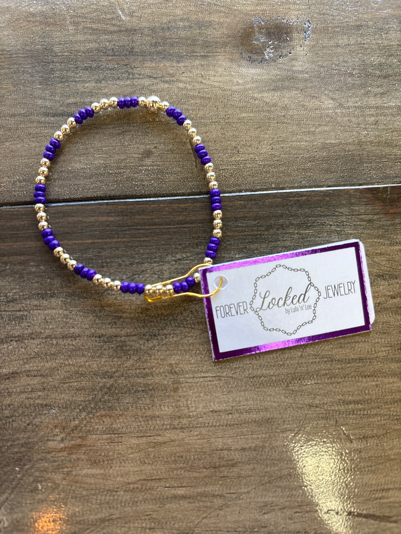 Classic Gold Filled Daisy with Purple Czech Glass Bracelet
