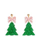 Bow Tree Earrings Green/Pink