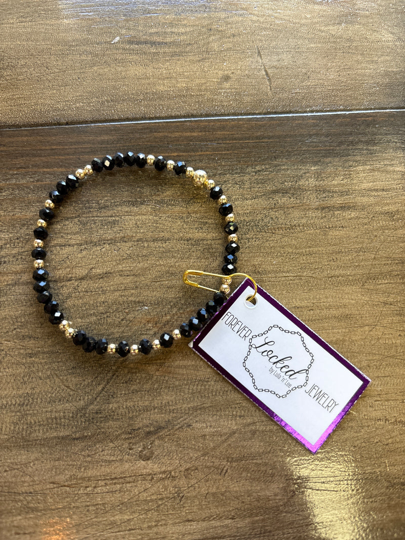Classic Gold Filled Miracle Bracelet w/Coal Crystals