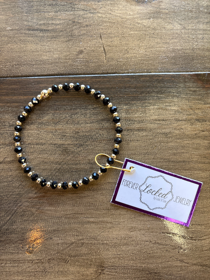 Classic Gold Filled Queenie Bracelet w/Coal Crystals