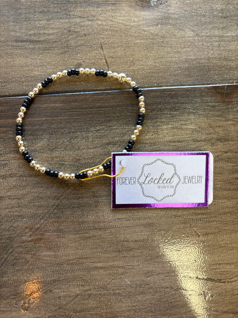 Classic Gold Filled Daisy with Black Czech Glass Bracelet