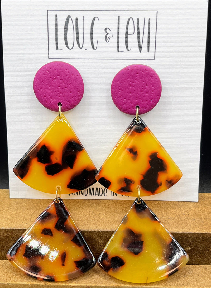 Tortoise Shell Fan Earrings