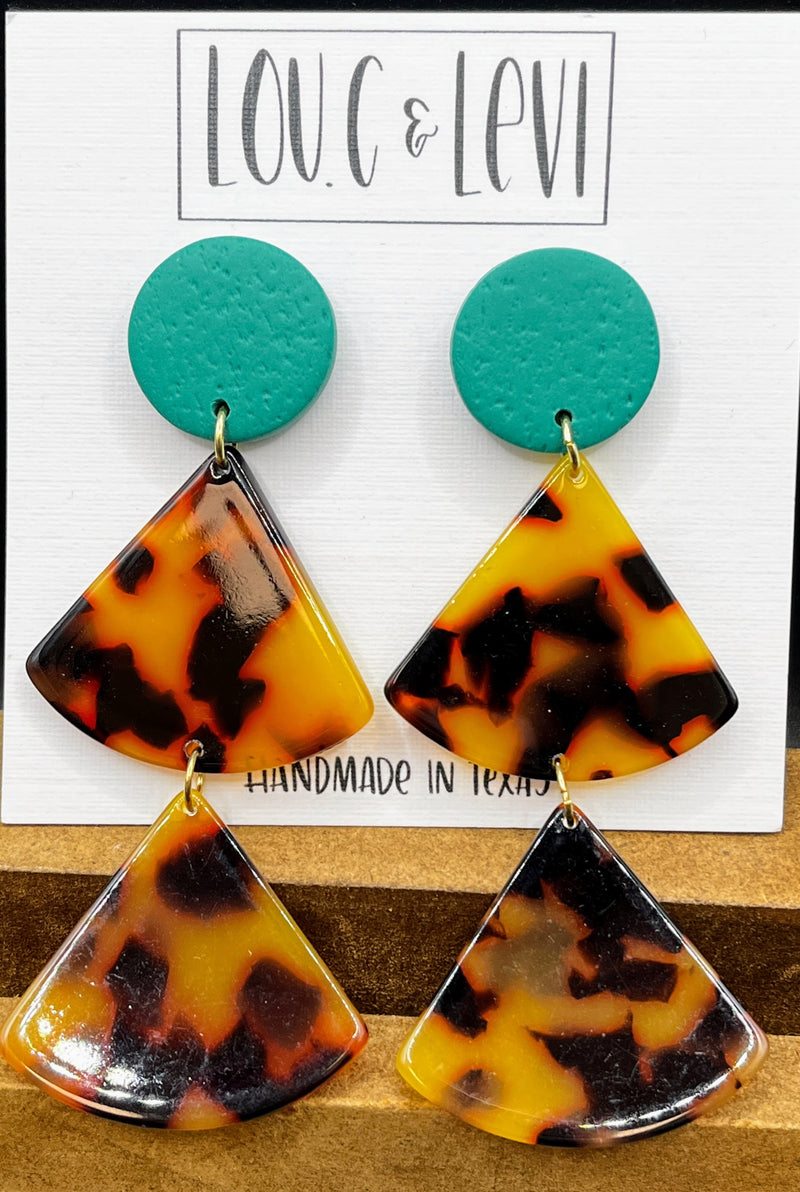Tortoise Shell Fan Earrings
