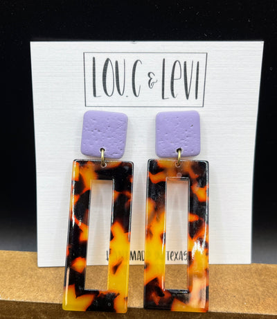 Rectangle Tortoise  Drop  Earrings