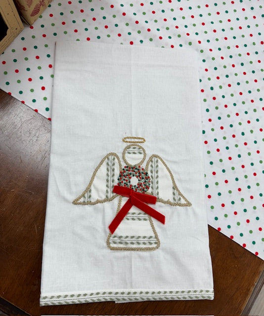 Christmas Wreath Angel Tea Towel