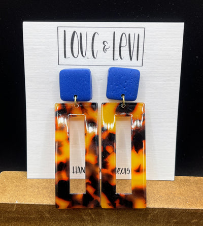 Rectangle Tortoise  Drop  Earrings