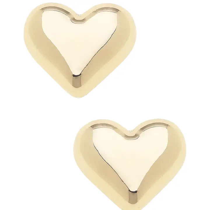 Tatum Heart Stud Earrings in Shiny Gold