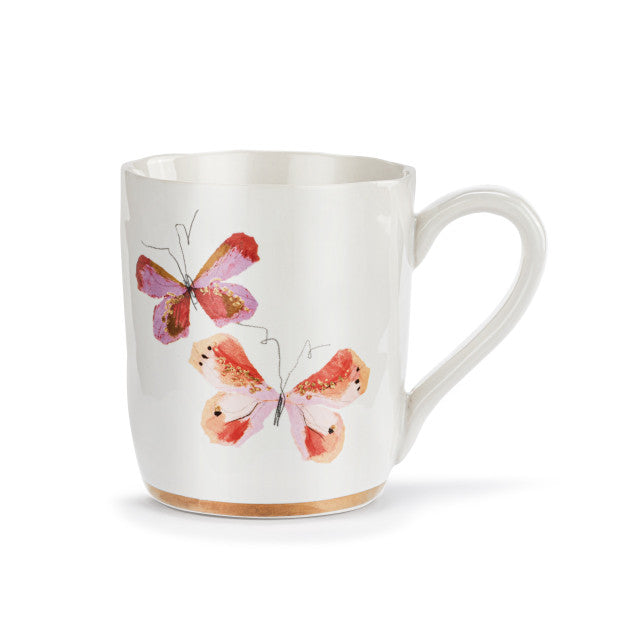 Butterfly White Mug with Gold Trim