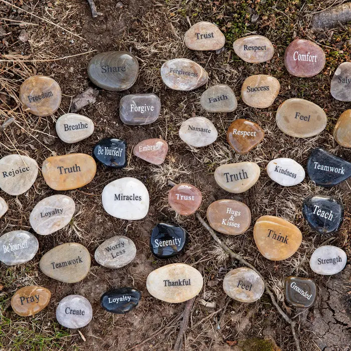 Engraved River Rock Word Stones