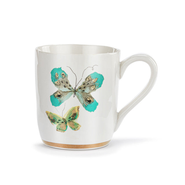 Butterfly White Mug with Gold Trim