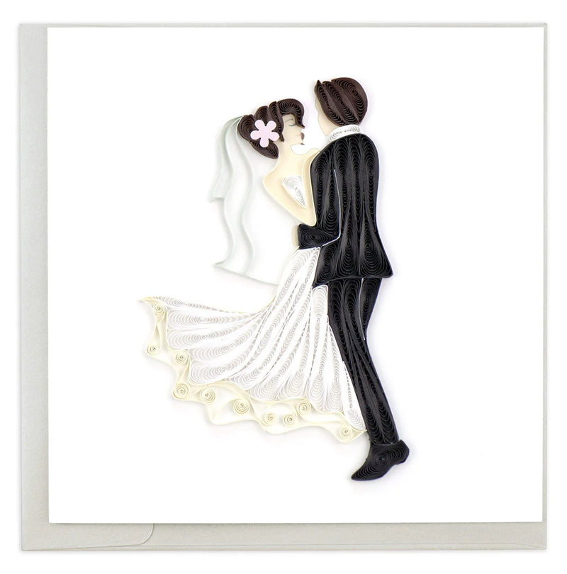 Quilled Dancing Bride & Groom Greeting Card