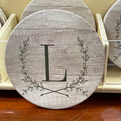 Laurel Leaf Monogram Coasters