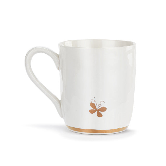 Butterfly White Mug with Gold Trim