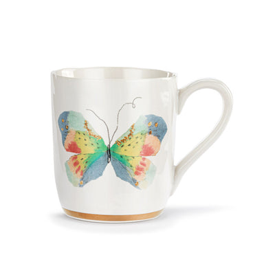 Butterfly White Mug with Gold Trim