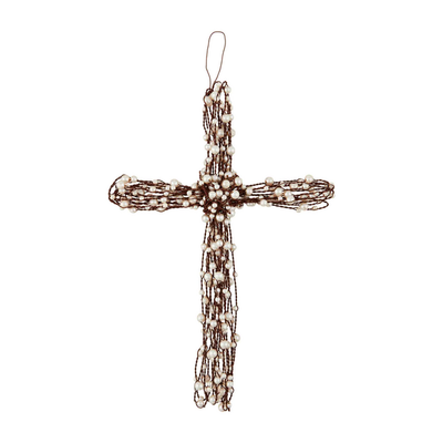 Pearl Beaded Wire Cross (3 sizes)