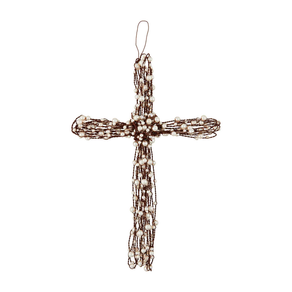 Pearl Beaded Wire Cross (3 sizes)