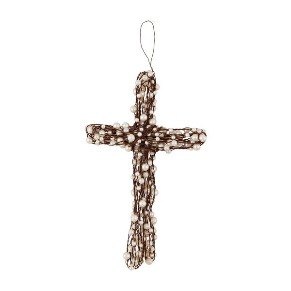 Pearl Beaded Wire Cross (3 sizes)