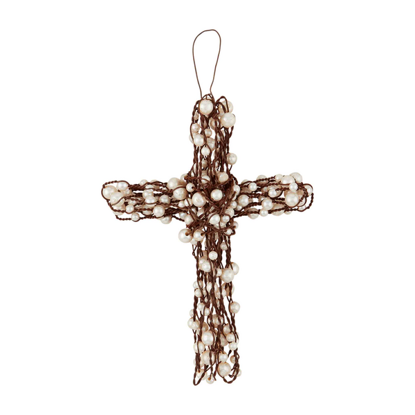 Pearl Beaded Wire Cross (3 sizes)